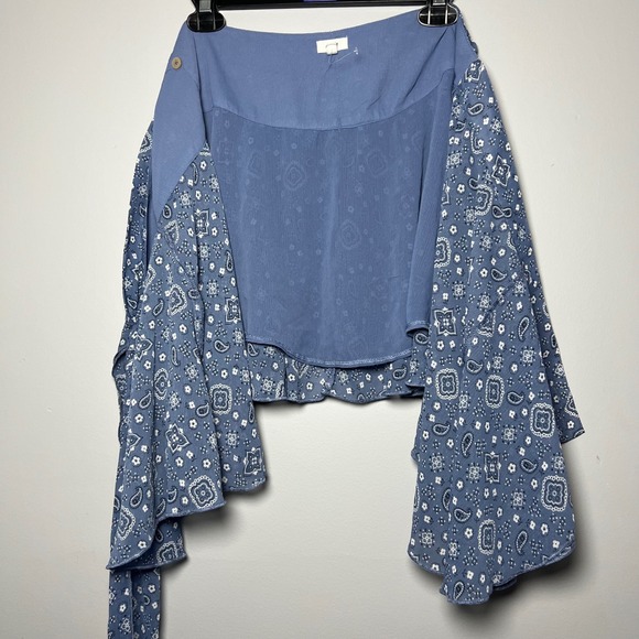 Aerie Blue Paisley Ruffle Wrap Mini Skirt Size Large Fairy Romantic Whimsical - Picture 6 of 9